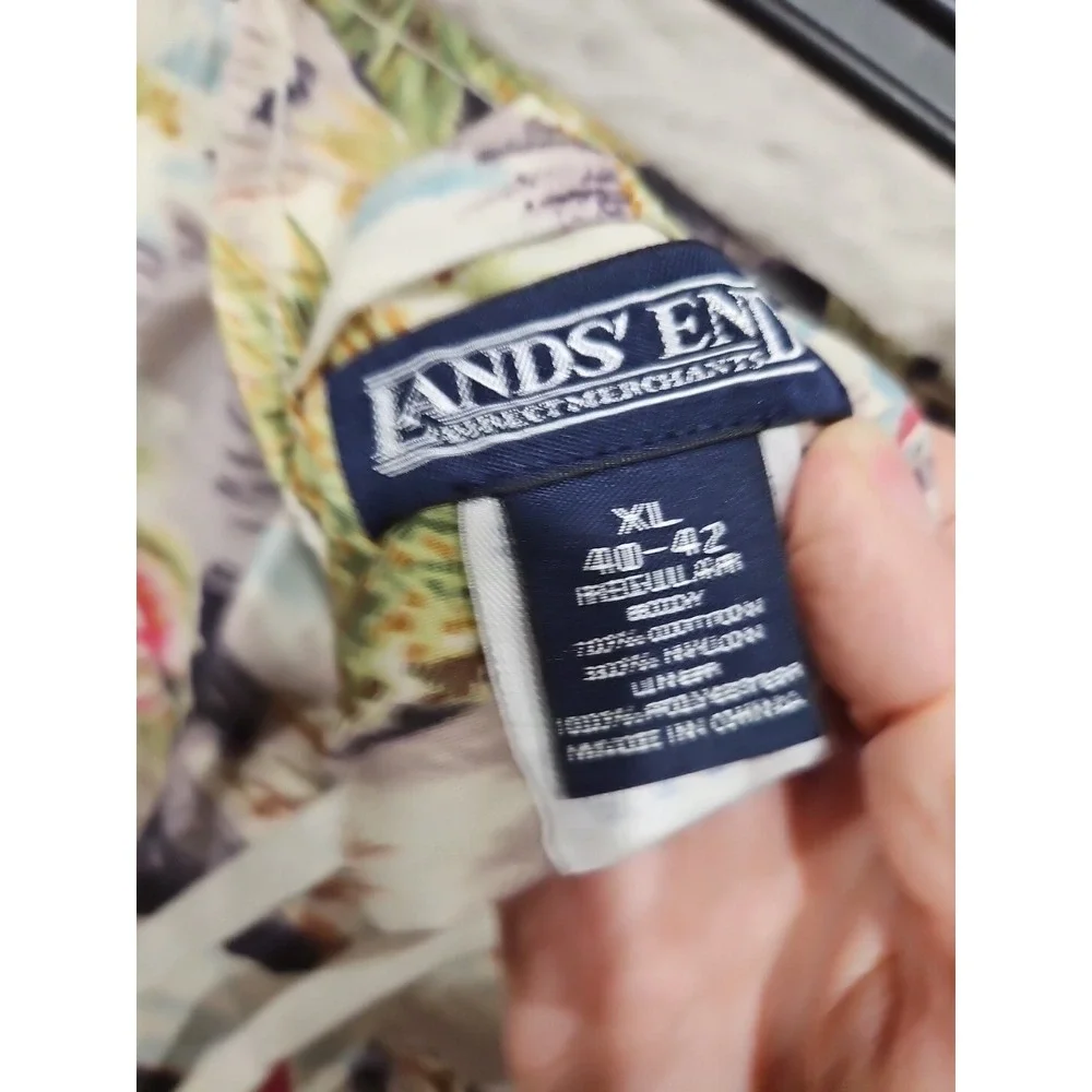Lands End Swim Trunks Board Shorts Hawaiian Tropical Sailboats Floral Men XL